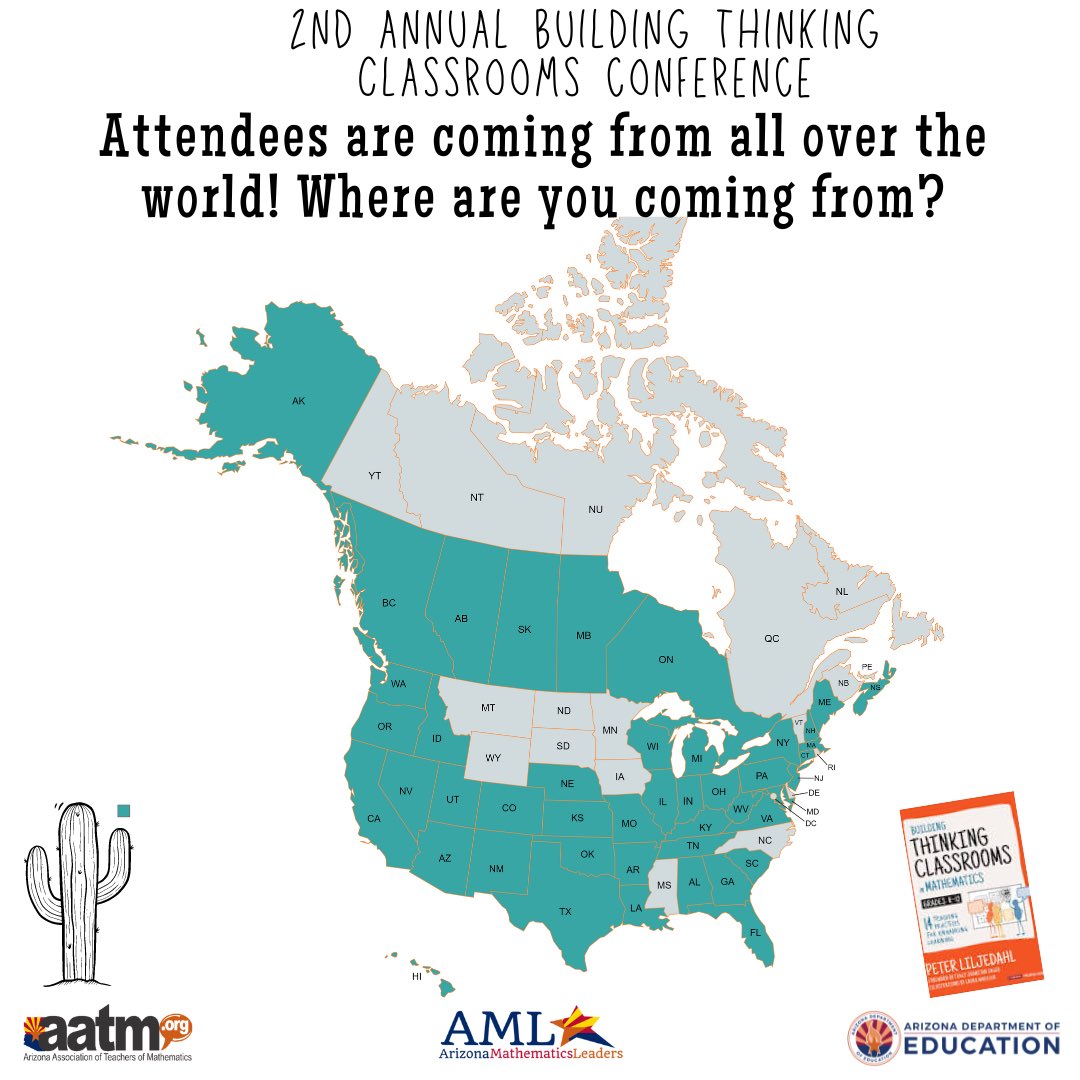 We have over 700 people registered for the Second Annual Building Thinking Classrooms Conference!  People are coming from around the US, Canda, even Guam and China.  Comment below: Where are you coming from? #btcc24 @BTCthinks registration: bit.ly/AZBTC