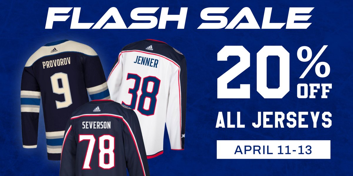 April Flash Sale: 20% off All Jerseys! Looking to elevate your game day style? Then save big with our jersey sale, going on now through 4/13. Whether you're looking for an alternate jersey or want something custom, you'll find it here. #CBJ thebluelineonline.com/jerseys/