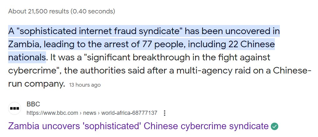 The news is about cyber-scam criminal groups scamming people from Zambia. Yet little Marco here, tried so desperately linking it to the government of China. M0R0NS like him are in charge of the US.