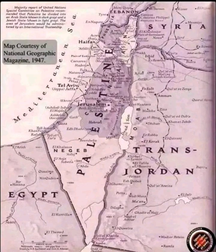 Peta ini dikeluarkan oleh National Geographic pada tahun 1947.

Tidak ada @Israel ‼️🤪