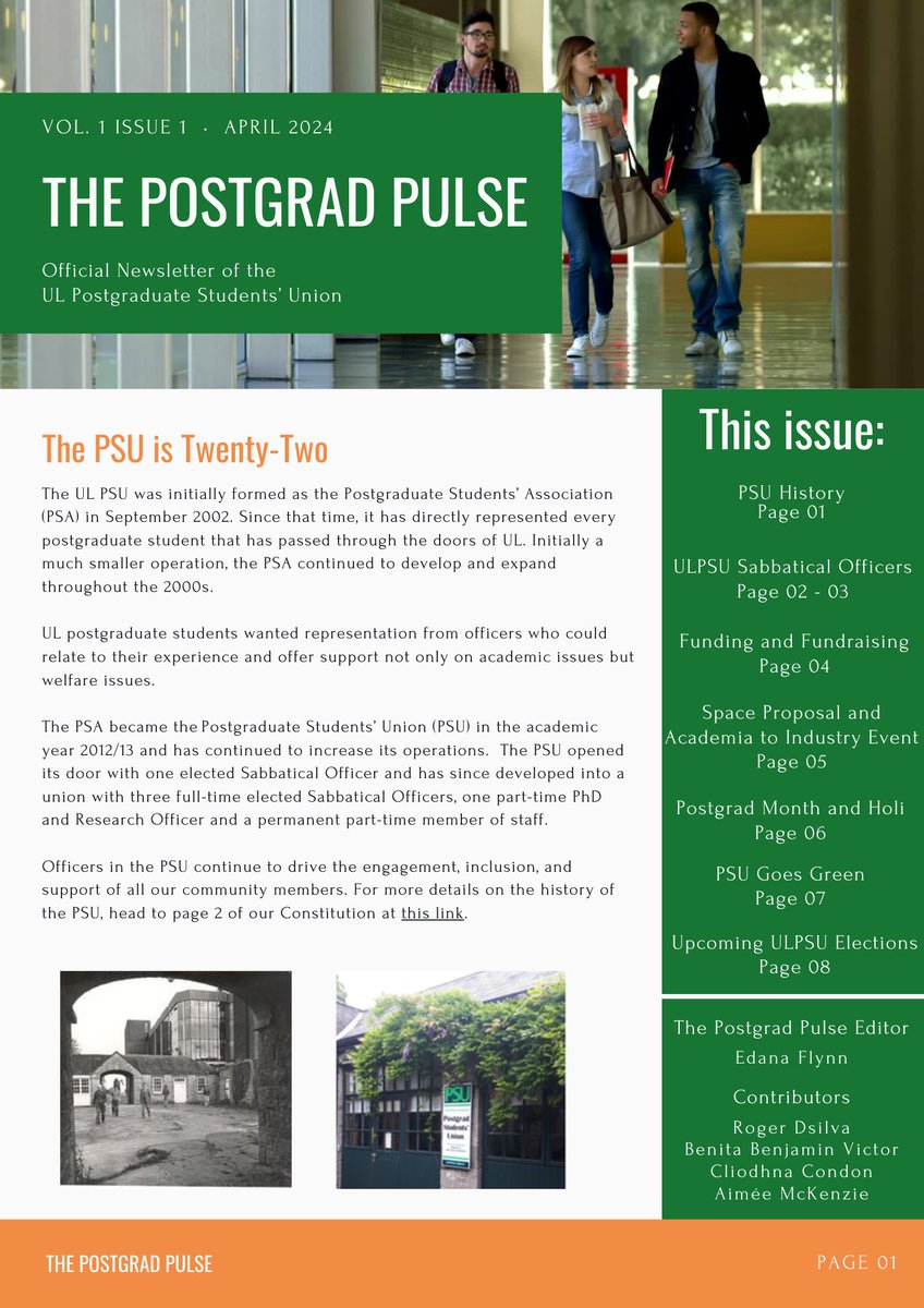 ULPSU is proud to announce that we have launched our newsletter, the Postgrad Pulse and it is now available to view at ulpsu.ie/3d-flip-book/u… @UL @ULGlobal @DocCollegeUL @UL_GPS @ULLibrary @HR_EDIUL
