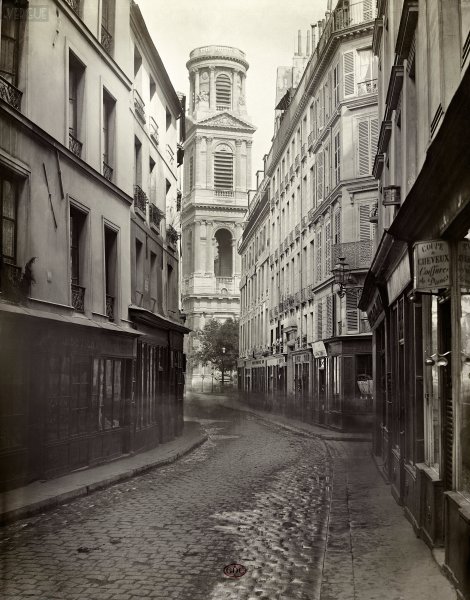 Charles Marville. Rue du Vieux Colombier, de la caserne c.1867. Paris 6e