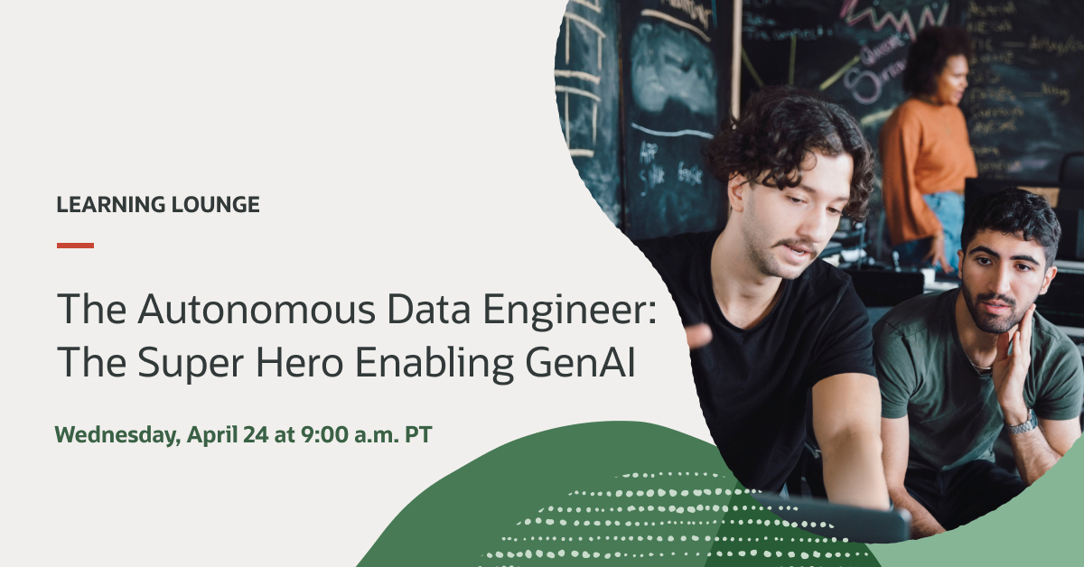AI has revolutionized the way we analyze data—But #AI is only as good as the data that it operates on. Get a close look at how Data Engineers can use #AutonomousDatabase and #genAI to help them ingest, transform, and serve data. social.ora.cl/6013wYgyP