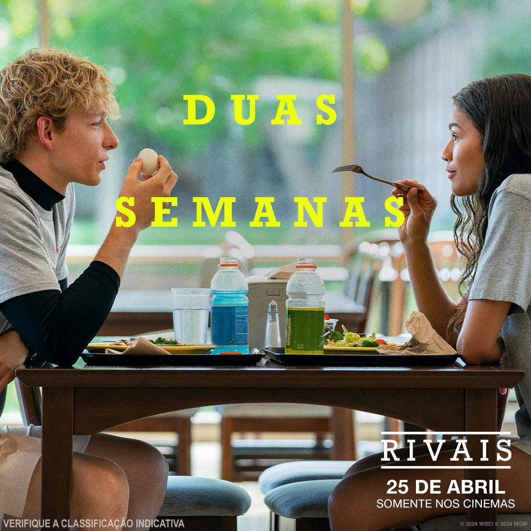 Treinar, jogar e amar. 🎾 Em DUAS SEMANAS, assista a #RivaisFilme, 25 de abril, somente nos cinemas.