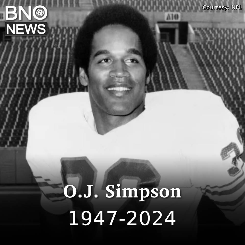 Former American football player O.J. Simpson, who was acquitted of murder in 1995, has died of cancer at age 76, family says