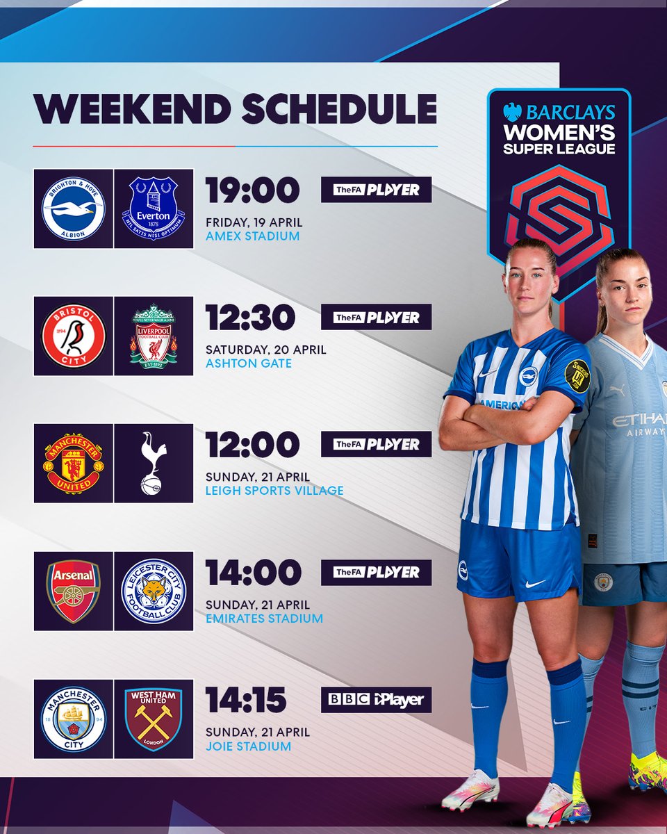 Plenty of exciting #BarclaysWSL action taking place this weekend! 🌟 Which game are you looking forward to the most?