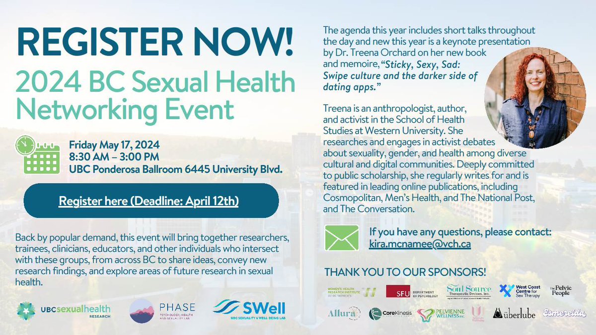 Join UTP author Treena Orchard (@stickysexysad) in Vancouver! 🗓️ May 17th 📍 @UBC Register here: bit.ly/4auQNb7 @ubcshr @thephaselab @UBCSWell