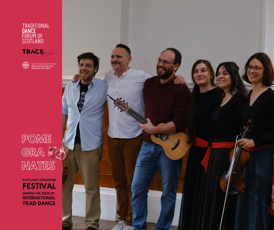 Lara Russo and Inesa Vėlavičiūtė of Italian Folk Connections + friends f/ the Badwills band – all based in Edinburgh. 'Can't wait to share our passion for the family of Southern Italian Tarantella dances, inc/ Tammurriata, with all at Pomegranates 2024. Join us!' . 🧵3/12