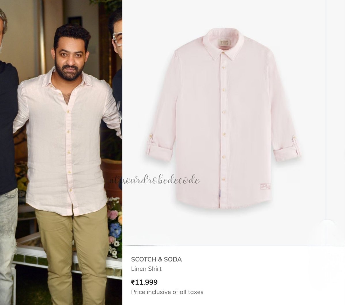 . @tarak9999 in 'Scotch & Soda' Linen Shirt. Cost - 11,999 rs Available on Ajio. #ManOfMassesNTR #NTRWardrobeDecode