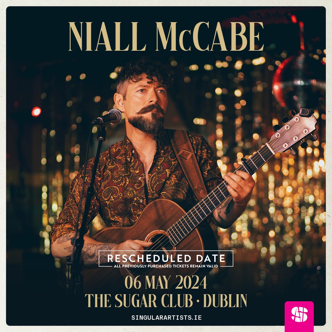 SHOW UPDATE Unfortunately due to illness #NiallMcCabe 's Dublin show at @sugarclubdublin must be rescheduled 💔 NEW DATE : Fri 6th May * all tickets remain valid * TIX + MORE ⬇️ singularartists.ie/show/niall-mcc…