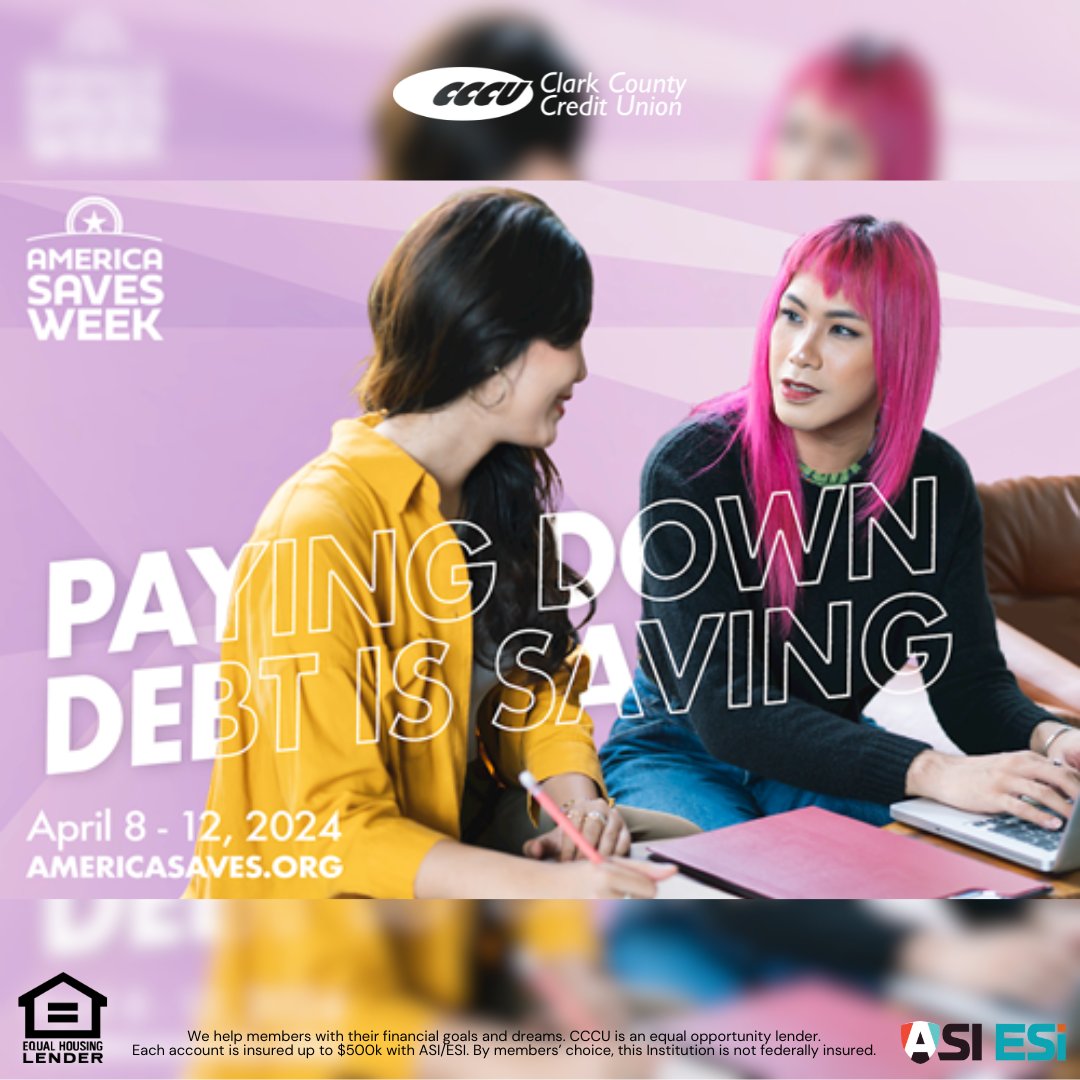 AMERICA SAVES WEEK: We need you to know one thing – paying down debt IS saving! If your goal is to #ReduceDebt, identify your money story with @AmericaSaves, and take the pledge: bit.ly/4as9ZGo. 

#ASW2024 #ASW24 #FinancialWellness #CreditUnion