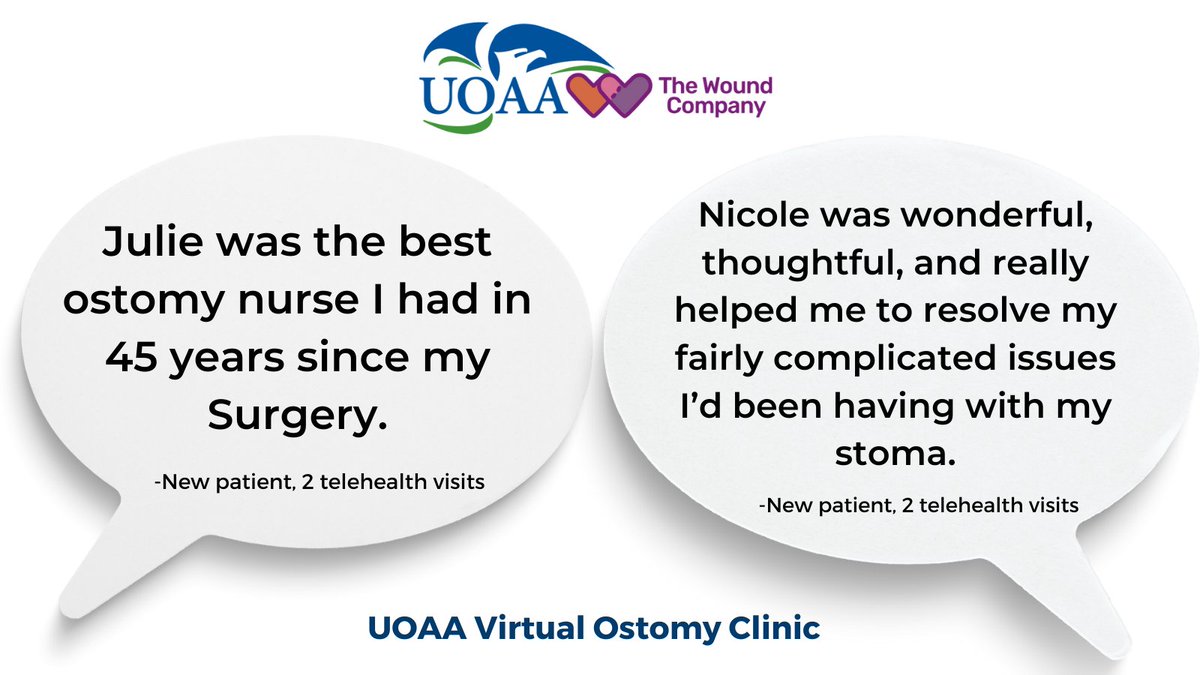 What People are Saying about UOAA's Virtual #Ostomy Clinic Provided by The Wound Company. Happy to see it is already filling a gap in access to WOC nurses. ostomy.org/clinic/