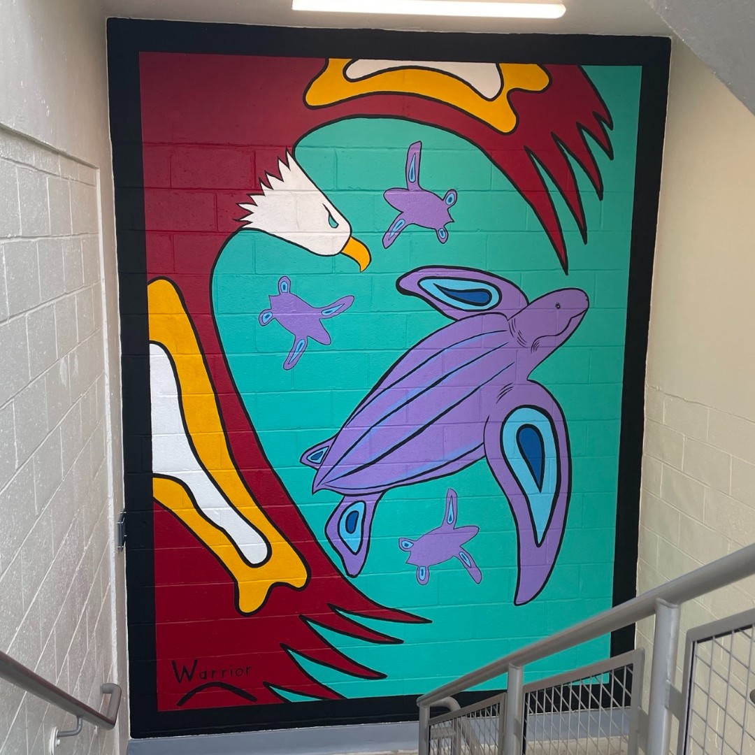 COVE collaborated with Mi’kmaq artist Lorne Julien to capture our connection to the #Ocean. Lorne's Leatherback Turtle mural and recent additions in COVE’s North Building represent unconditional love and interconnectedness. Proud to support indigenous talent! #COVECommunity #Art