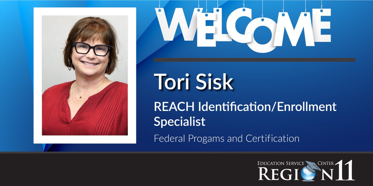 ESC Region 11 is thrilled to welcome Tori Sisk! Tori joined us last week and is currently serving as a REACH identification/enrollment specialist with our federal programs and certification team. Welcome, Tori!