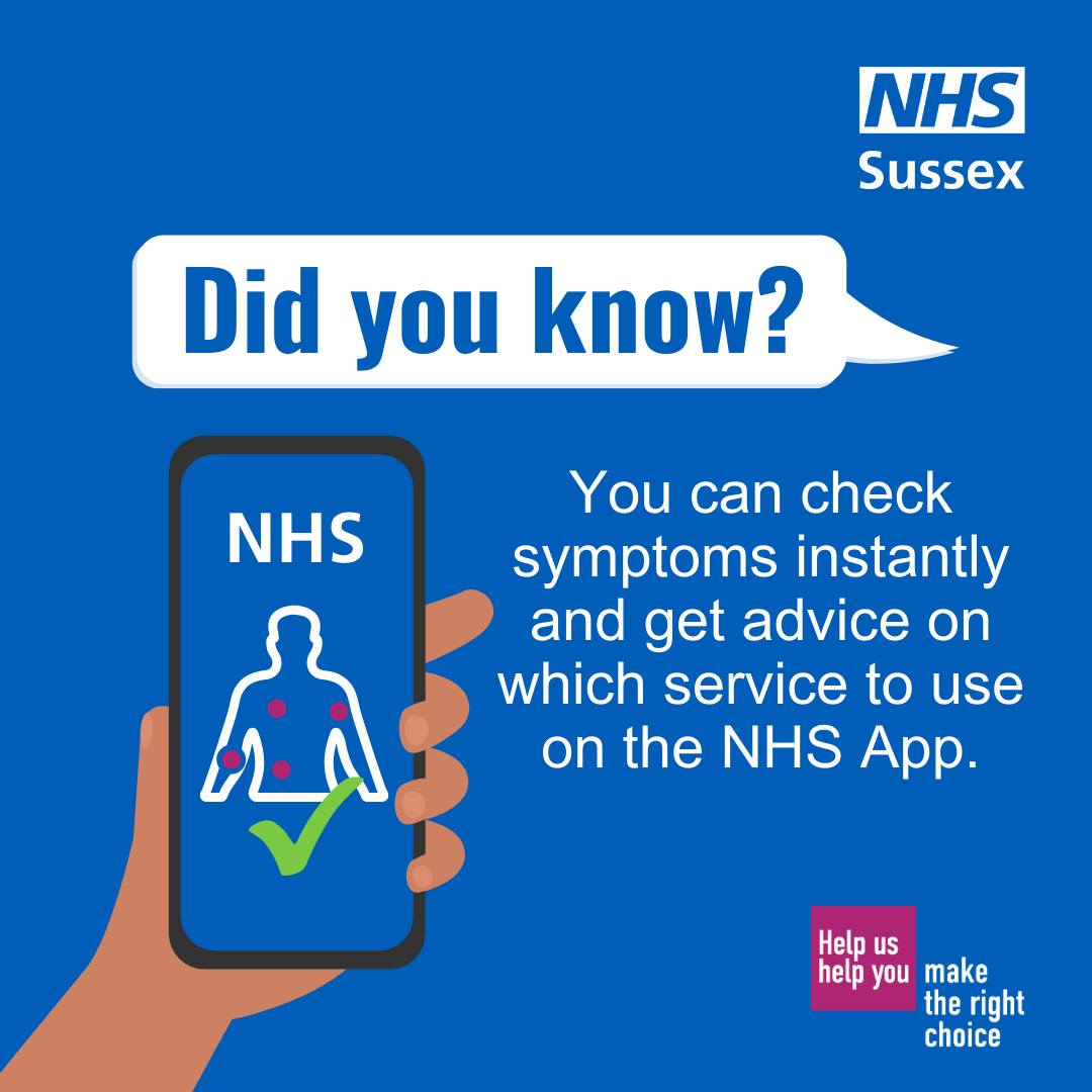 You can check symptoms instantly and get advice on which service to use on the NHS App. Find out more NHS App and your NHS account - NHS (nhs.uk)