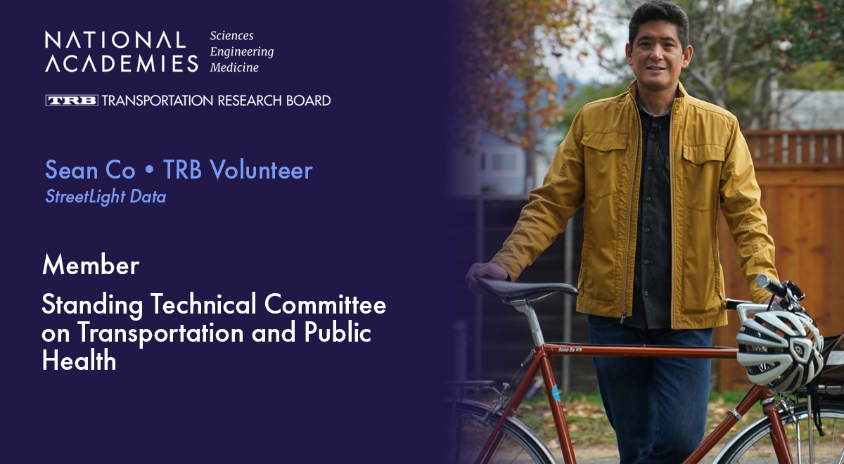 'I always learn something new from colleagues who are not traditional transportation experts,” says Sean Co of @StreetLightData. Connect with TRB's #mulitdisciplinary Standing Technical Committee on Transportation and Public Health in as a friend in MyTRB! #TRBvounteer