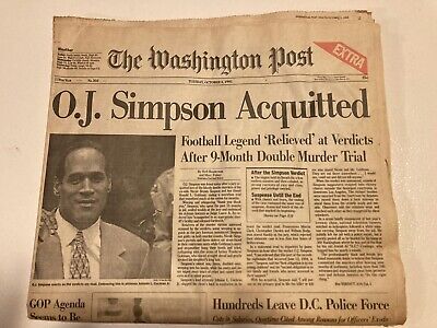 Back in the day when print mattered, @washingtonpost ran a rare 'EXTRA' edition when OJ was acquitted. No one knew at the time, but it would be the Post's last-ever extra edition.