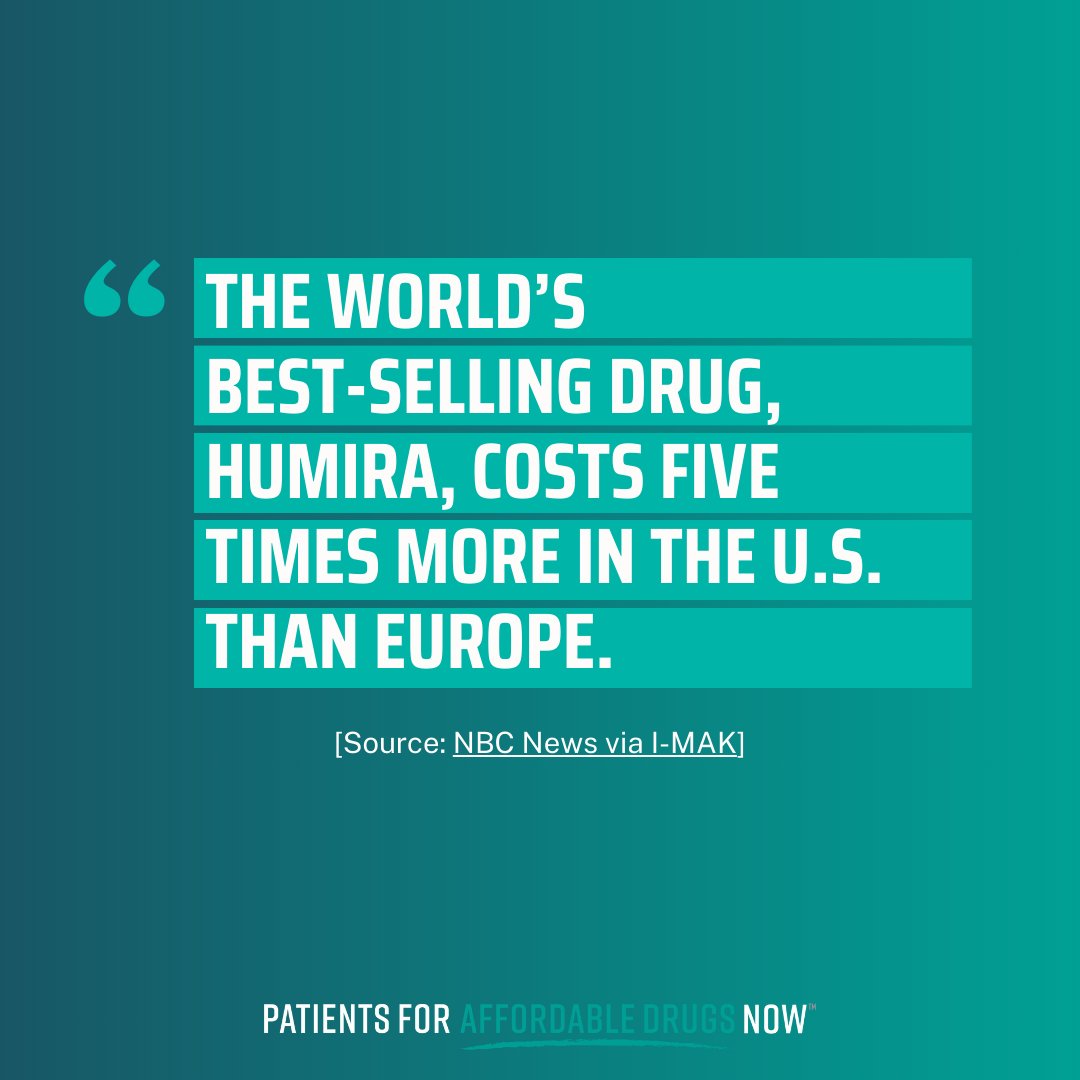 The World’s best-selling drug, Humira, costs five times more in the U.S. than Europe. Drug companies like AbbVie exploit U.S. patent laws to keep competitors’ less expensive versions off the market. Visit PatientsPushForCompetition.org to learn more.