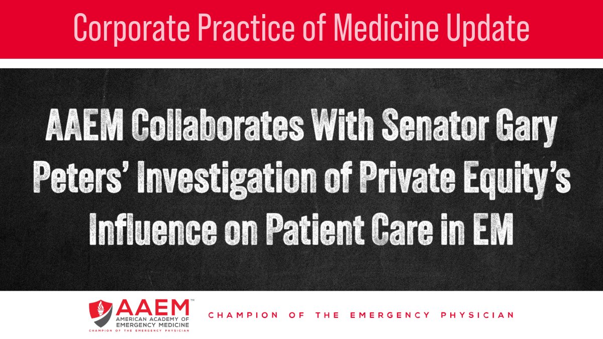 Proud to contribute to a key initiative with Senator @GaryPeters and @HSGAC — Dems, focusing on private equity's impact on #EmergencyMedicine. Our collaboration is paving the way for enhanced patient care. More: bit.ly/3vDfL98 #AAEM #EmergencyMedicine #HealthcareAdvocacy