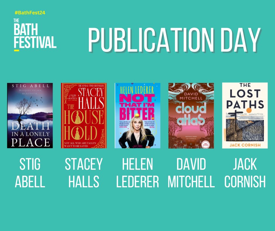 Happy publication day all these wonderful authors! Congratulations to: 📕@StigAbell for Death in a Lonely Place 📕@cornish_jack for The Lost Paths 📕@Mitchell_book for Cloud Atlas 📕@stacey_halls for Household 📕@HelenLederer for Not That I Am Bitter @PenguinUKBooks