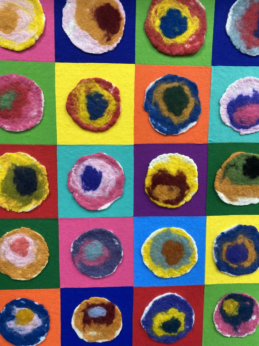 Wow! What a fabulous first day back after the holidays. How wonderful is this felt art, which was produced by Y1, in the style of Wassily Kandinsky.