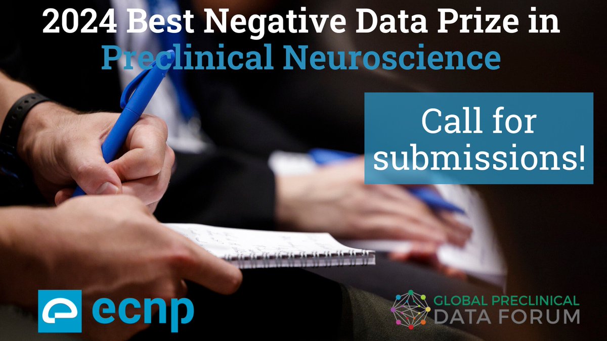 🏆 2024 Best Negative Data Prize in Preclinical #Neuroscience: Call for submissions! This award recognises published 'negative' scientific results and results that do not confirm the expected outcome. Submit a paper by 30 April ➡️ ecnp.eu/research-innov… @preclinicaldata