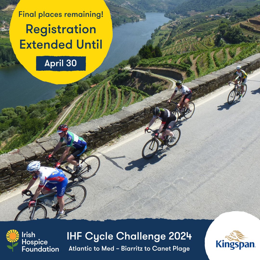 Registration for IHF Cycle Challenge 2024 has been extended to April 30. 🚲 Final places remaining, so don't miss out — register today 👉 hospicefoundation.ie/get-involved/e…