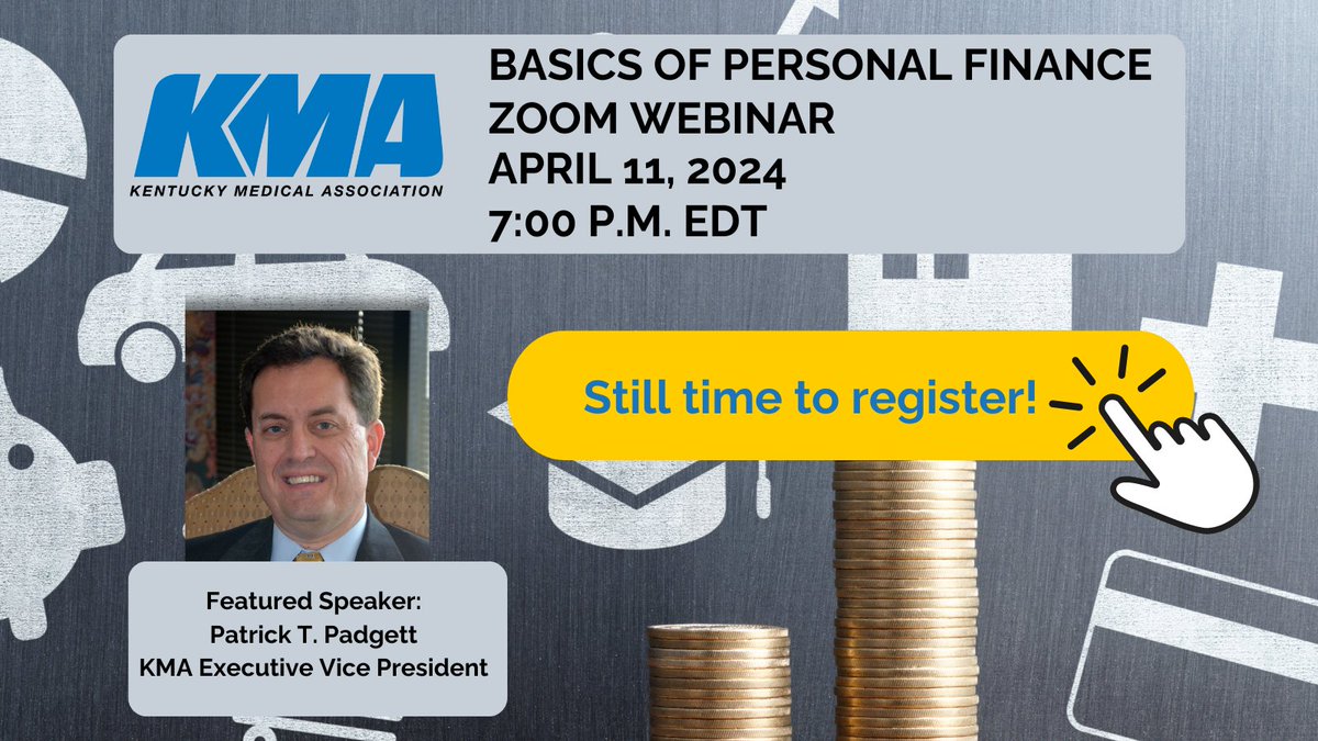Happening tonight! KMA EVP @PTPadgett will present 'The Basics of Personal Finance' via Zoom at 7 p.m. EDT April 11. Attendees will learn about accumulating wealth, saving and investing, and the income tax code. Learn more and reserve your spot here: us02web.zoom.us/webinar/regist…