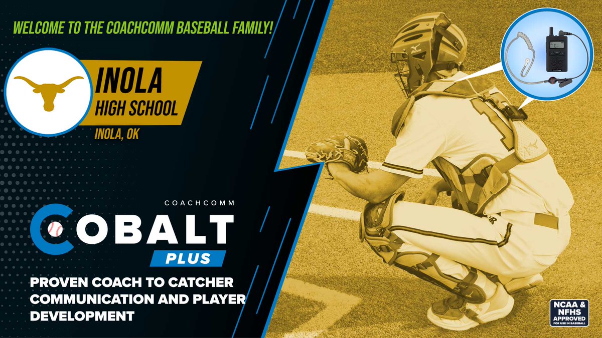 Welcome to our #CoachtoCatcher family @inola_baseball! We're excited to be a part of your team! #GoLonghorns @OBCA2018 @CoachCommSouth #NextLevelBaseball #CobaltPLUS