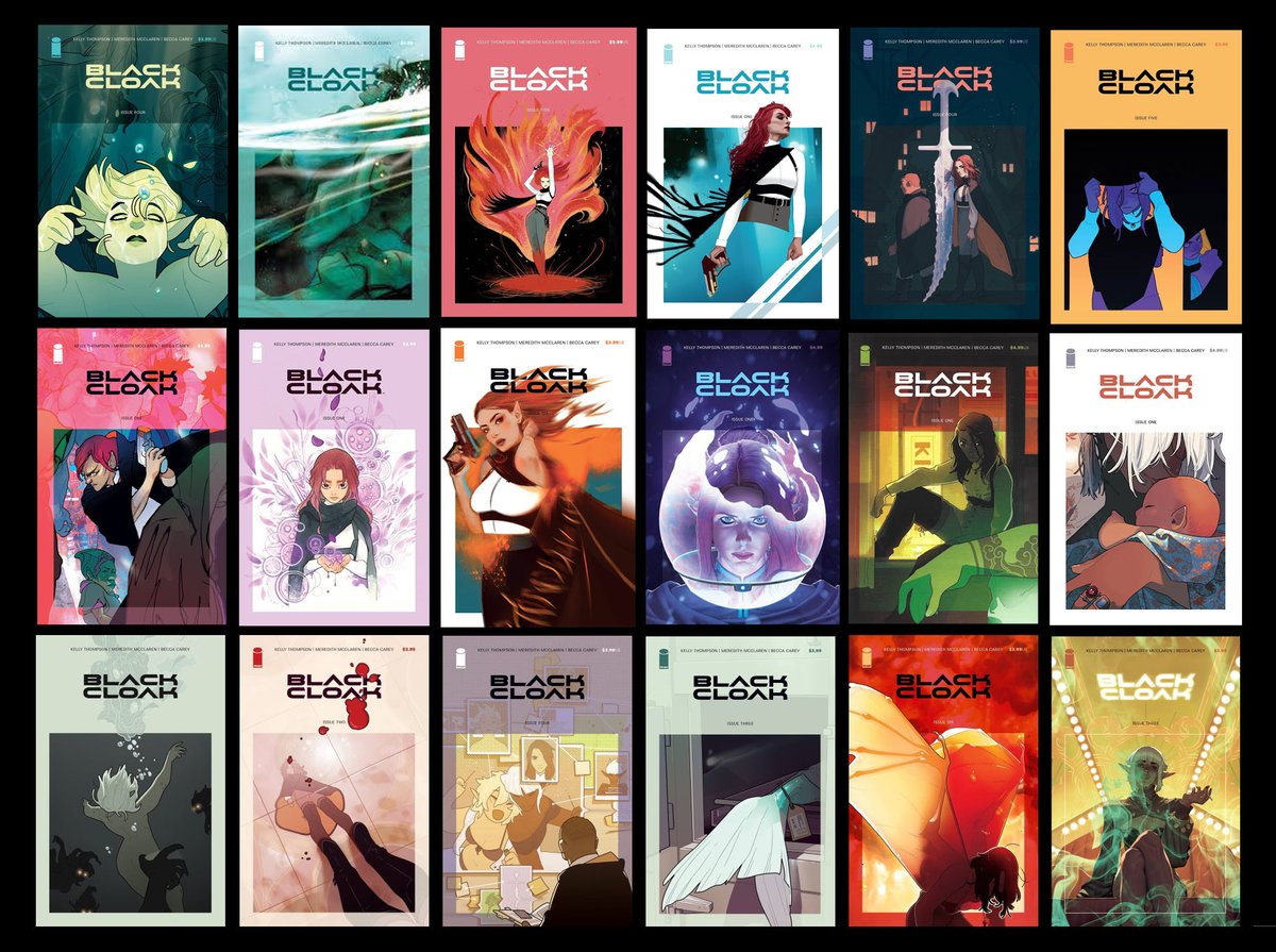 I do like a consistent cover design on my comics! Kelly Thompson @79SemiFinalist and Meredith McClaren's @IniquitousFish BLACK CLOAK – go get the first collection! Design by me @ImageComics