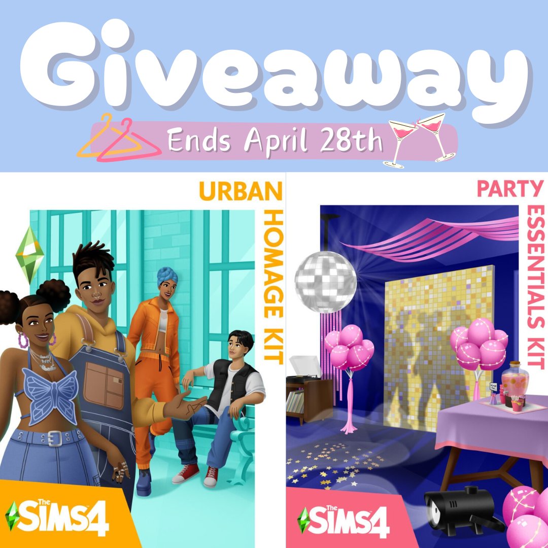 Thanks to the #EACreatorNetwork I am doing a GIVEAWAY for the #UrbanHomageKit & the #PartyEssentialsKit💜

‧˚✧ To Enter ✧˚‧ 
⤷ Like & RT 
⤷ Comment what kit you want & your favorite party gif

One winner for each kit🥰

Open for all platforms!!

#TheSims4 #TheSims #Giveaway