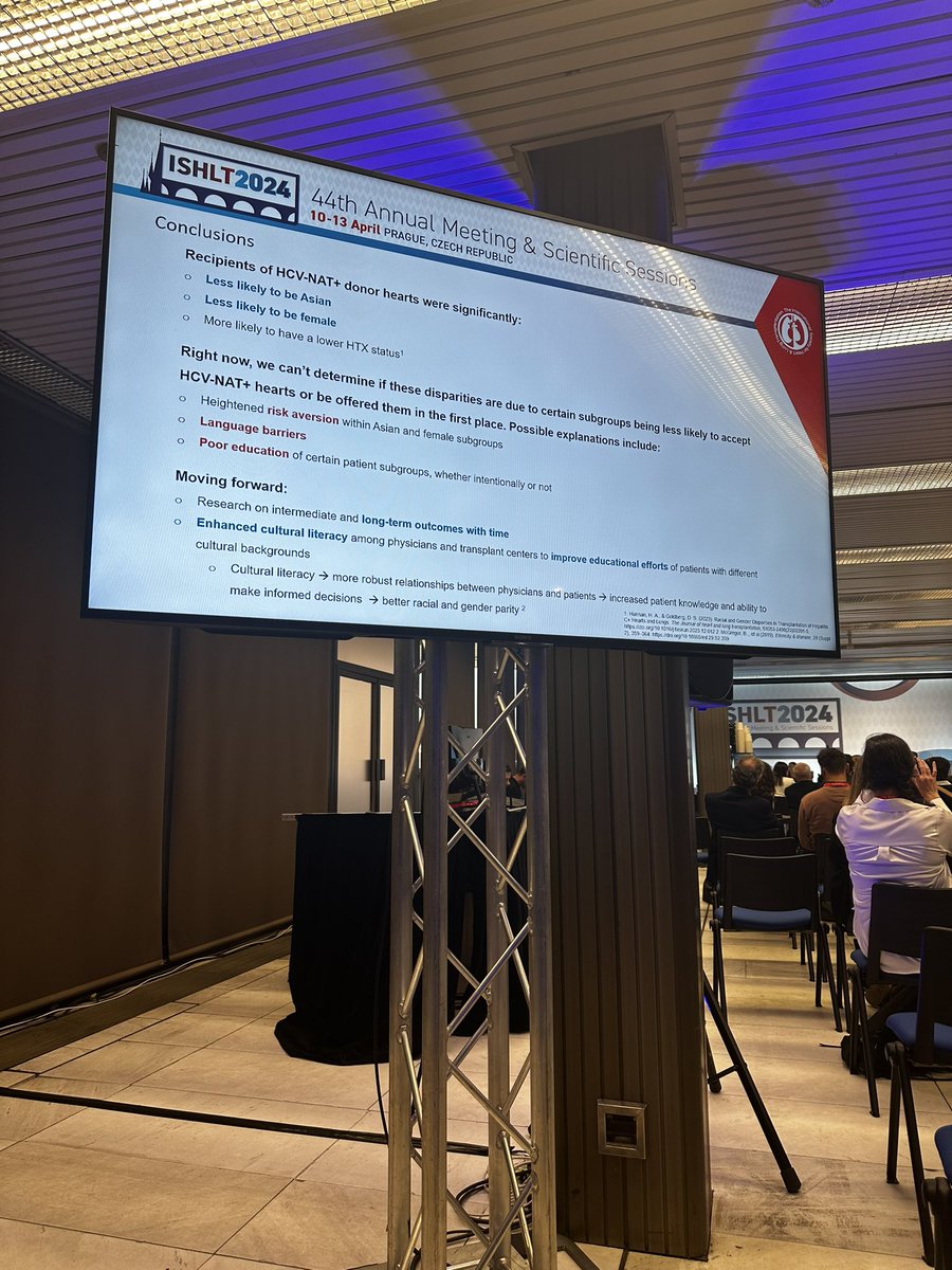 Helen Hannan and her presentation on racial + ethnic disparities in heart transplantation with HCV+ donor hearts vs HCV- hearts. #transplant #hearttransplant #ISHLT2024