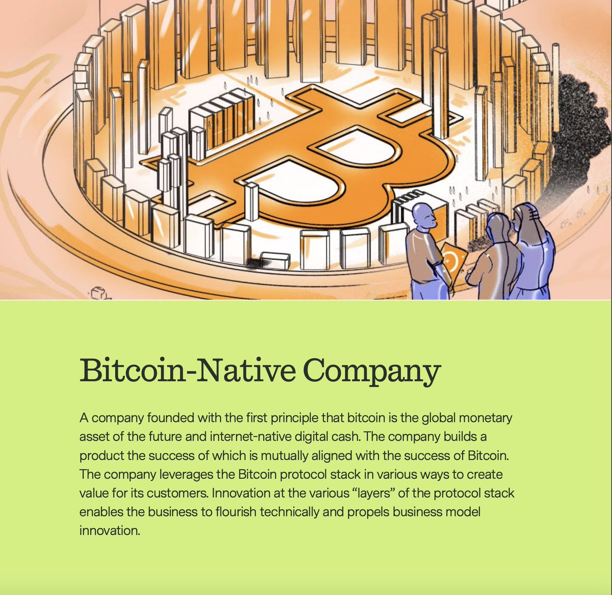 Reading @trammellvc latest research report. 🧵 A good definition of 'Bitcoin-Native Company' to open the paper.