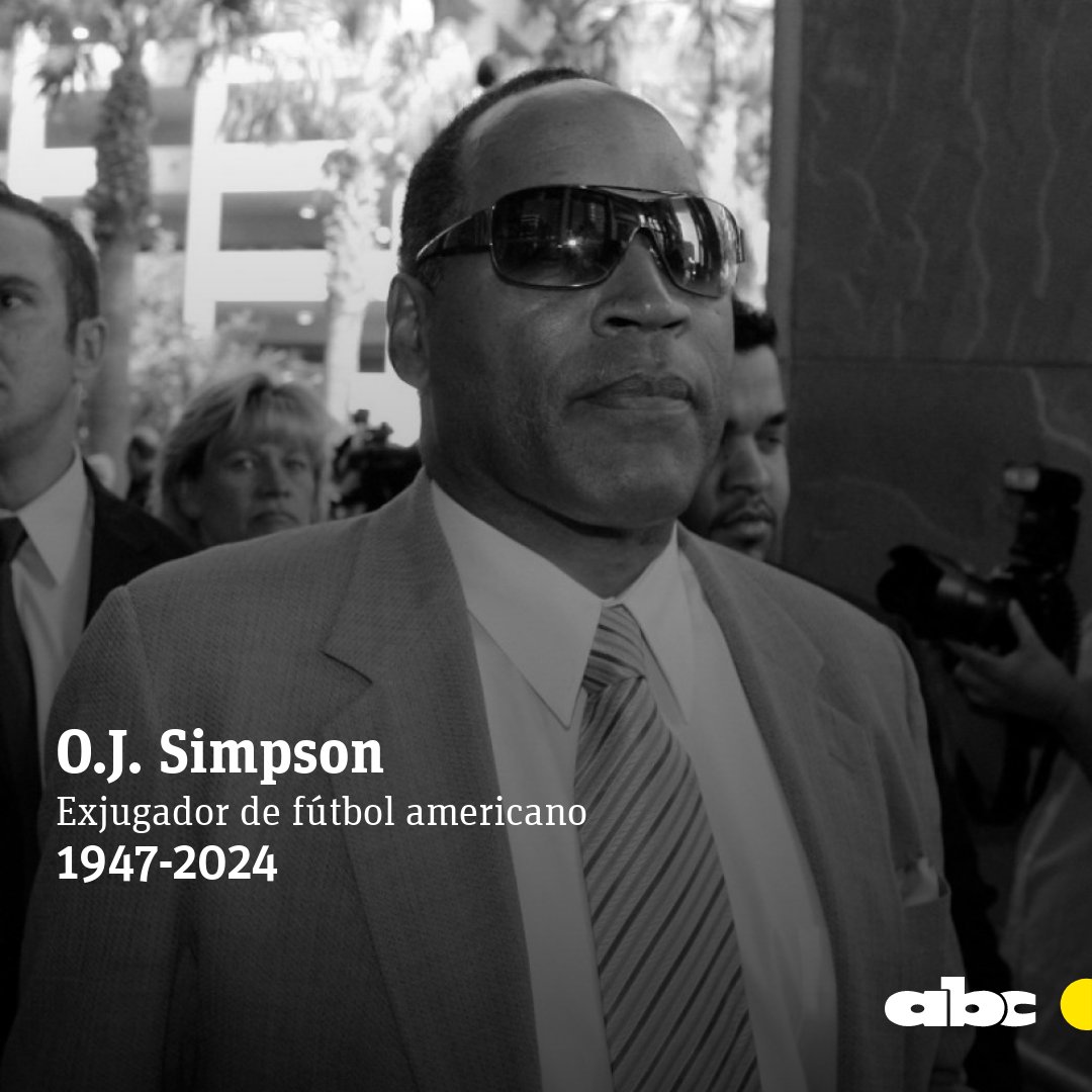 #ABCInMemoriam O.J. Simpson, la exestrella del fútbol americano cuya absolución en 1995 en el llamado 'juicio del siglo' por los asesinatos de su esposa y un amigo conmovió al mundo, murió a los 76 años. 👉'El 10 de abril, nuestro padre, Orenthal James Simpson, sucumbió a su