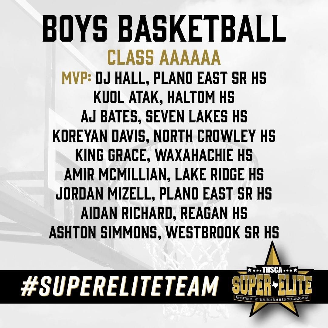 Congratulations to AJ Bates of @7LSpartanHoops on being named to the THSCA 6A Super Elite Team!