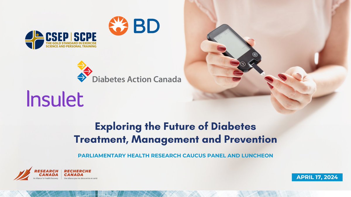 Our upcoming #HealthResearchCaucus event on #diabetes would not be possible without our Champion Sponsors, @BDandCo Canada, @csep_scpe, @_DiabetesAction and Insulet. Thank you for supporting outstanding Canadian research!

Learn more about this event: rc-rc.ca/2024-exploring…