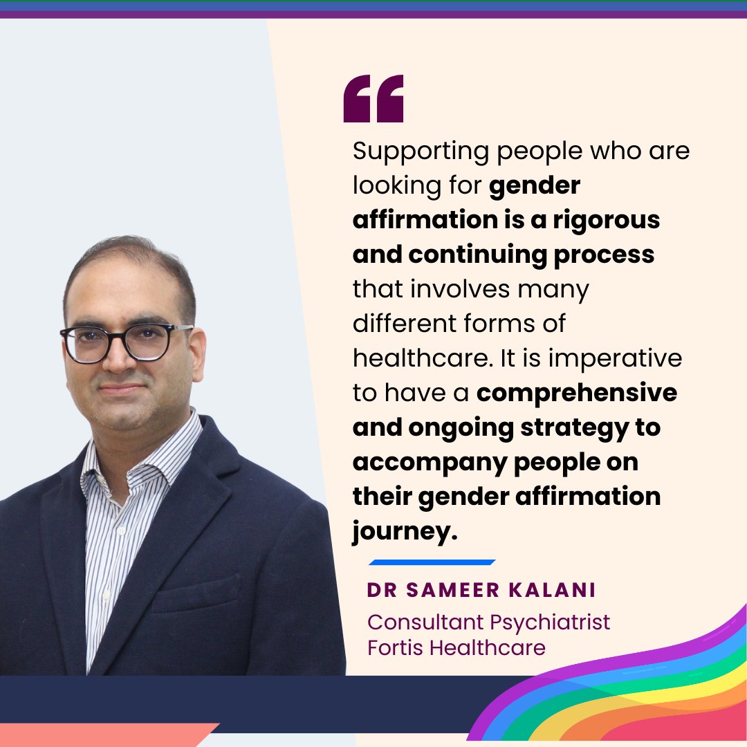 Gender affirmation care is a crucial aspect of #healthcare that aims to support #transgender individuals in aligning with their #genderidentity.  

Read @DrSameerKalani, Consultant Psychiatrist @fortis_mhbs insights here: bit.ly/3PY8I1u

#mentalhealth #lgbtqia #LGBTQIA