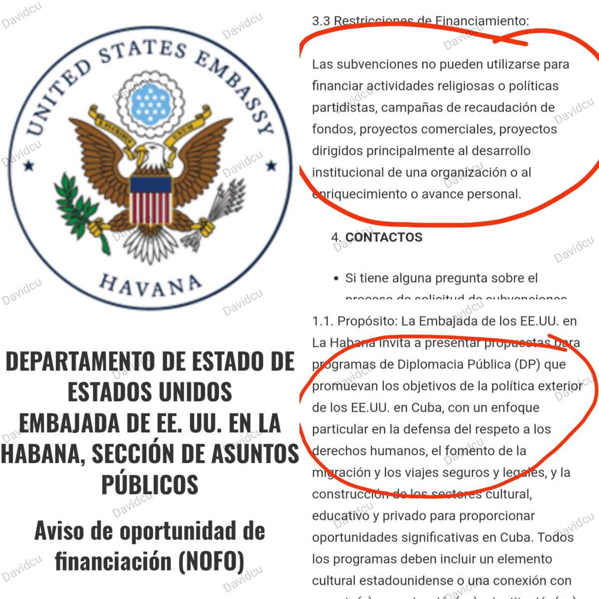 Nuevo proyecto subversivo de la Embajada de EEUU contra Cuba, llamado: 'Fondo Acelérate', y aunque dice que 'no se podrá utilizar para actividades políticas', su propósito explícito es 'promover los objetivos de la política exterior de los EEUU en Cuba' más claro ni el agua...