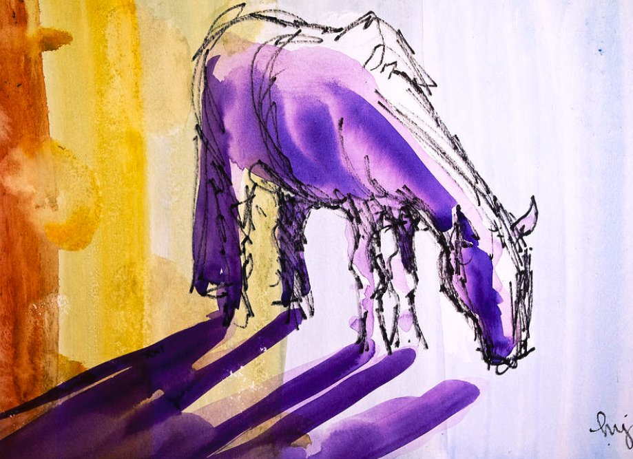 Explore new style for conventional subjects here mike-jory.pixels.com/featured/purpl… Horse painting #buyintoart #aYearForArt #FillThatEmptyWall #interiorDesign #artmatters #HorsePainting #SurrealPainting #AnimalPainting #FarmShop #FarmCafe #Stables #farmRestaurant #Equestrian #surrealArt