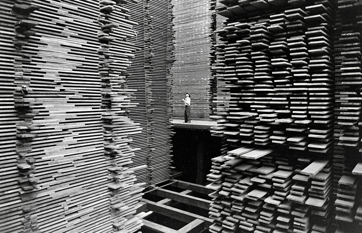 Man working in a wood factory in the northwestern United States, 1939. (📷 Alfred Eisenstaedt/LIFE Picture Collection) #LIFEMagazine #LIFEArchive #AlfredEisenstaedt #1930s #Wood #Production #Industry