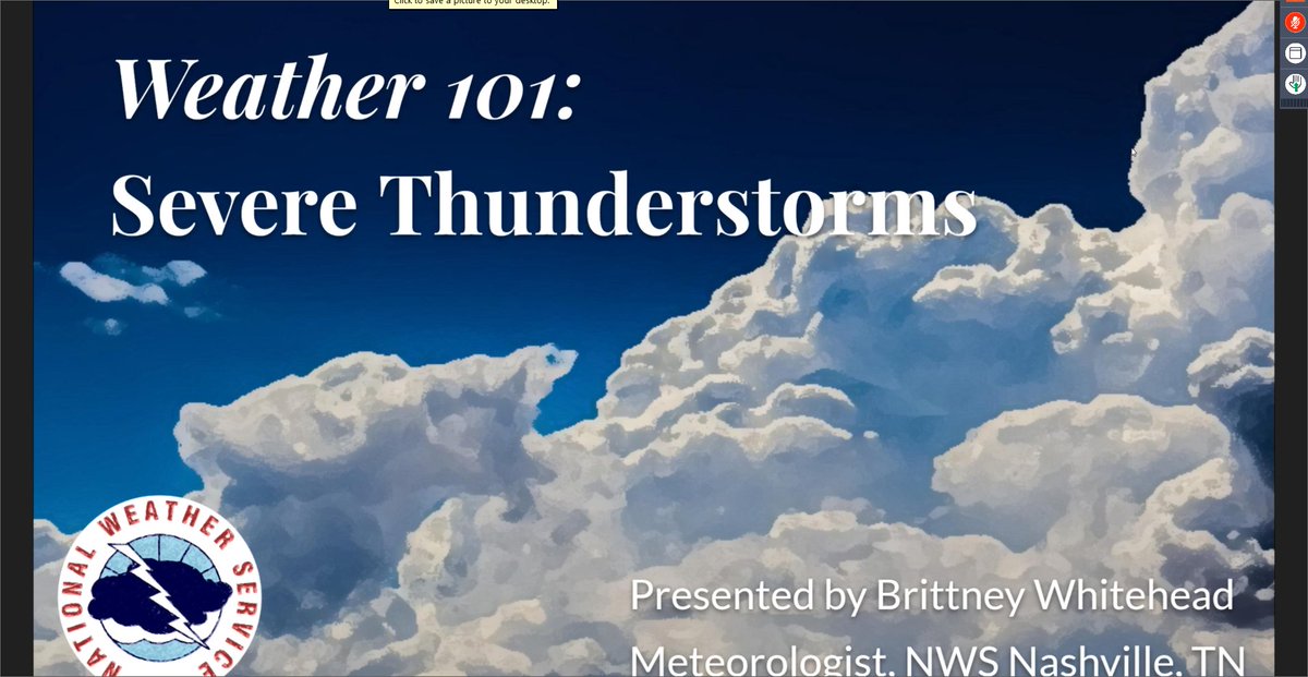 Attending my 7th of many webinars of the Weather organised by #Nashville, #Tennessee WFO! Thank you for hosting the webinar! Weather 101: #SevereThunderstorms 101, webinar no 7 for me for 2024!
#HurricaneSeason #HurricaneSeason2024 #Wxtwitter #Wx #Wxx #TNwx #SevereWX