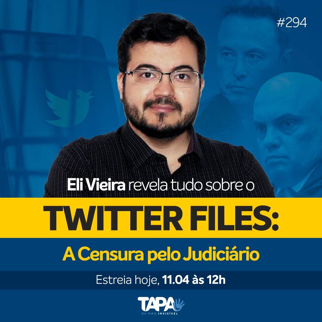 TUDO SOBRE O TWITTER FILES! No episódio da semana (antecipado!), Paulo Fuchs e Julio Santos conversam com @EliVieiraJr , um dos jornalistas responsáveis pela divulgação do Twitter Files, que revelou a perseguição sem devido processo legal por parte do TSE contra críticos da…