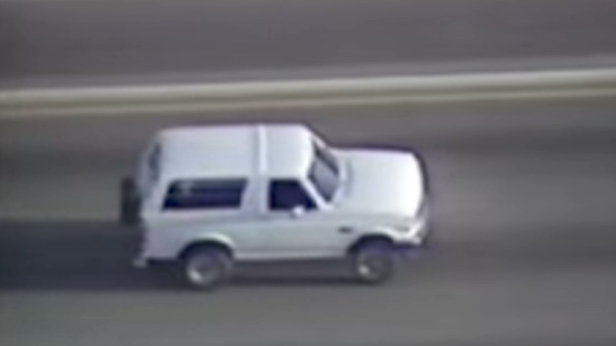 O.J. now riding his beloved White Bronco into the sky... Oh, wait. It just made a U-Turn and is heading south.