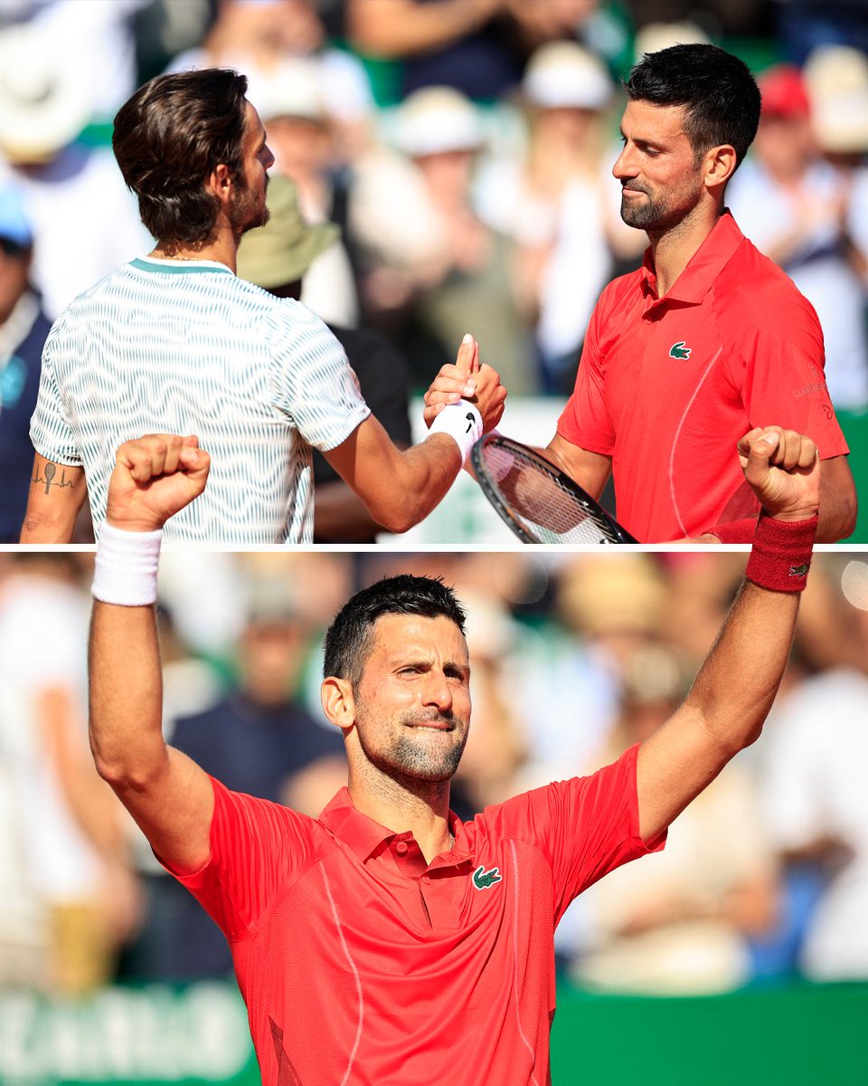 Novak Djokovic battles past Lorenzo Musetti in straight sets 🙌 He is now only the second player to reach 🔟 Monte-Carlo quarter-finals in the Open Era 👊 #RolexMonteCarloMasters