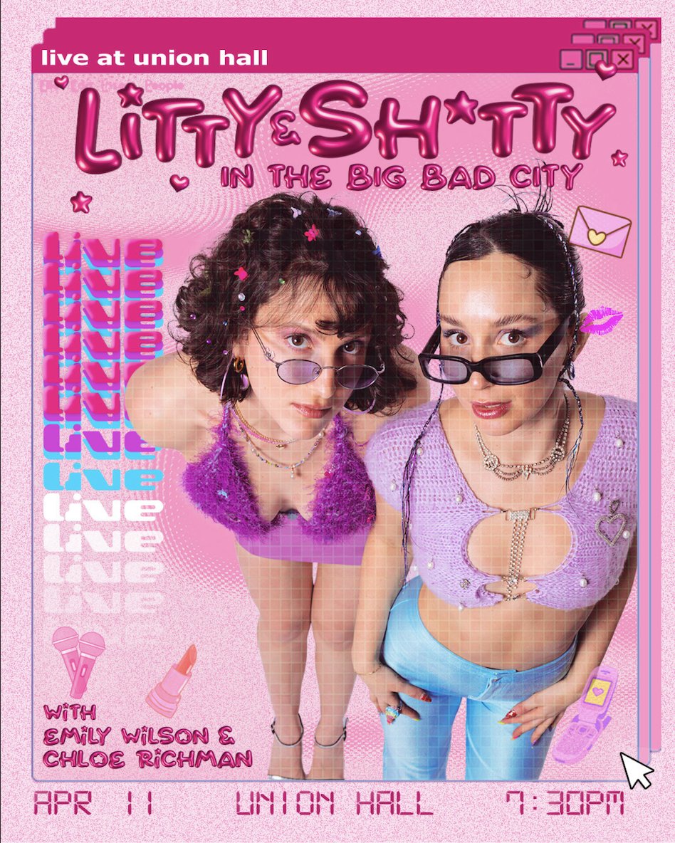 TONIGHT!! @EmilyWilson and Chloe Richmond bring you their podcast, litty and sh*tty, LIVE on stage at 7:30PM ~ Featuring an opening set by @nicocarney_, and special guest @DixPeyton 🤗 Tickets below!! 🎟️ tinyurl.com/littyshtty