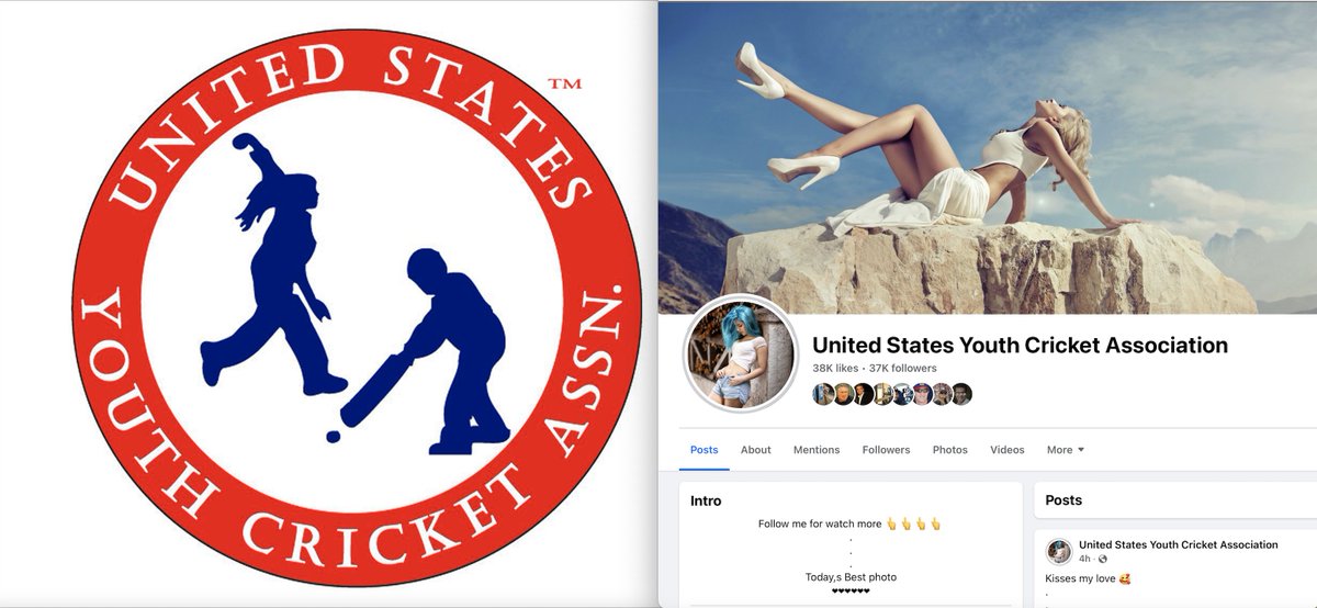 Perhaps one of the most American cricket things to ever happen... the US Youth Cricket Association Facebook page appears to have been hacked and turned into an OnlyFans knockoff page. Here's the before and after (PG version). The rest of the USYCA Facebook page is now NSFW....