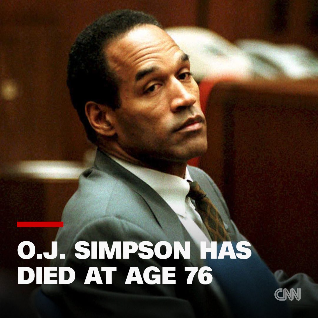 O.J. Simpson, the former NFL star whose athletic achievements and fame were eclipsed by his 1995 acquittal in the brutal killings of his ex-wife Nicole Brown Simpson and her friend Ron Goldman, has died of cancer, his family announced. He was 76. cnn.it/4atLbxz