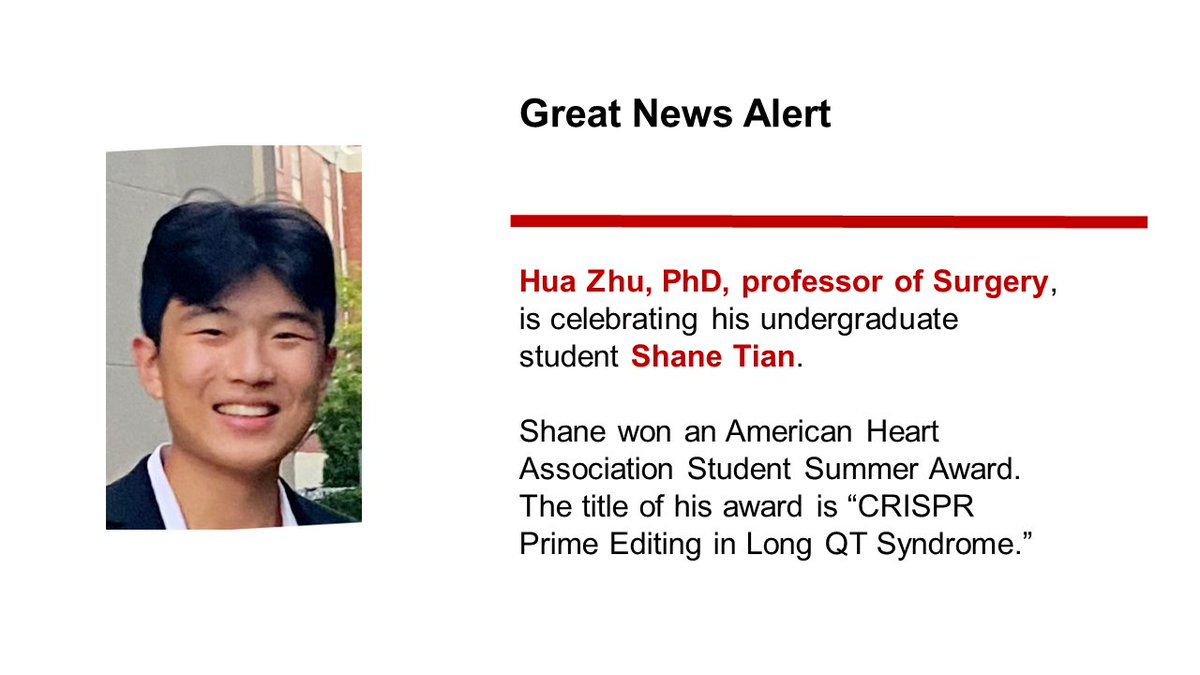 We'd like to congratulate two students under #OhioStateSurg Professor @HuaZhuOSU, PhD, who were recently awarded American Heart Association awards! Congrats, Lilian and Shane! 🙌👏