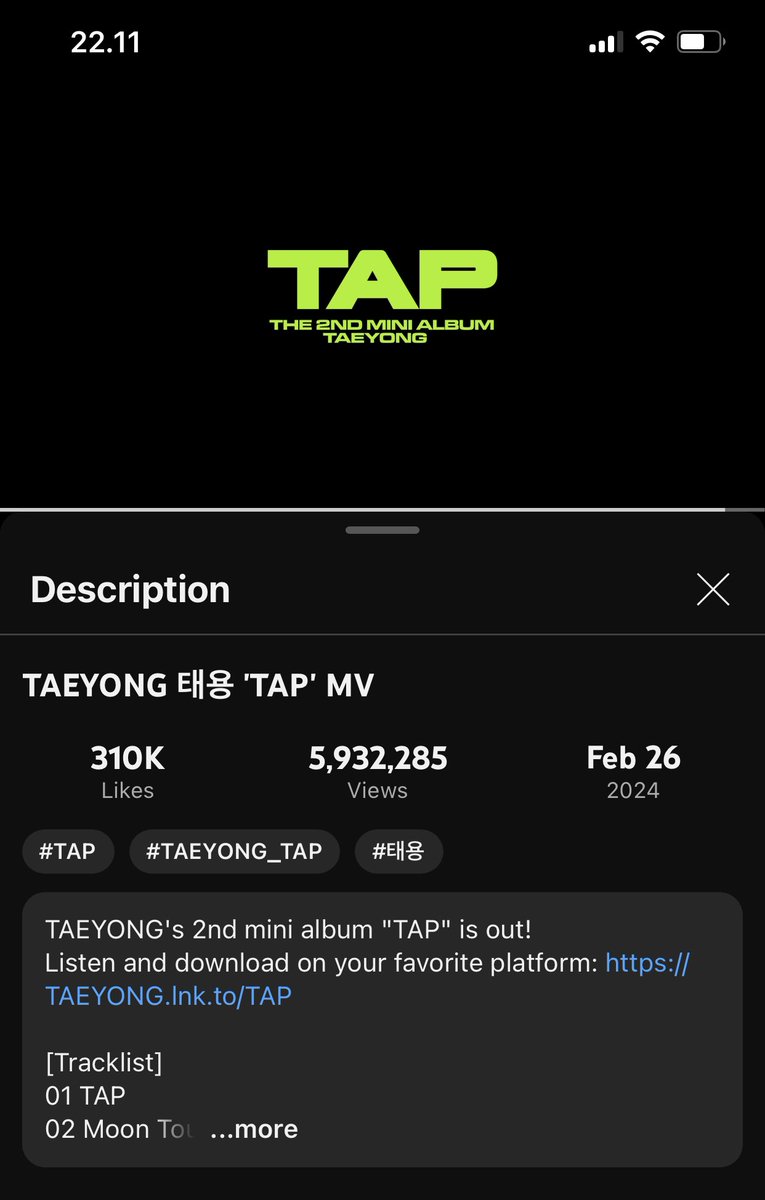 🌹TAEYONG TAP STREAMING PARTY🌹 Watch the MV now, and let's reach 6M before 15th April💖 🔗 youtu.be/vjGIY_GyAz4 tags ALL TYONGFS WHO SAW THIS TWEET AND TRULY LOVE TAEYONG #TAEYONG #태용 #TAEYONG_TAP