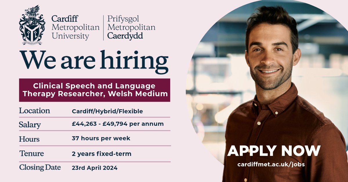 Rydym yn chwilio am SLT sy'n siarad Cymraeg i ymuno â'n tîm ymchwil. Mae opsiynau secondiad ar gael. | We're looking for a Welsh-speaking SLT to join our research team. Secondment options are available.